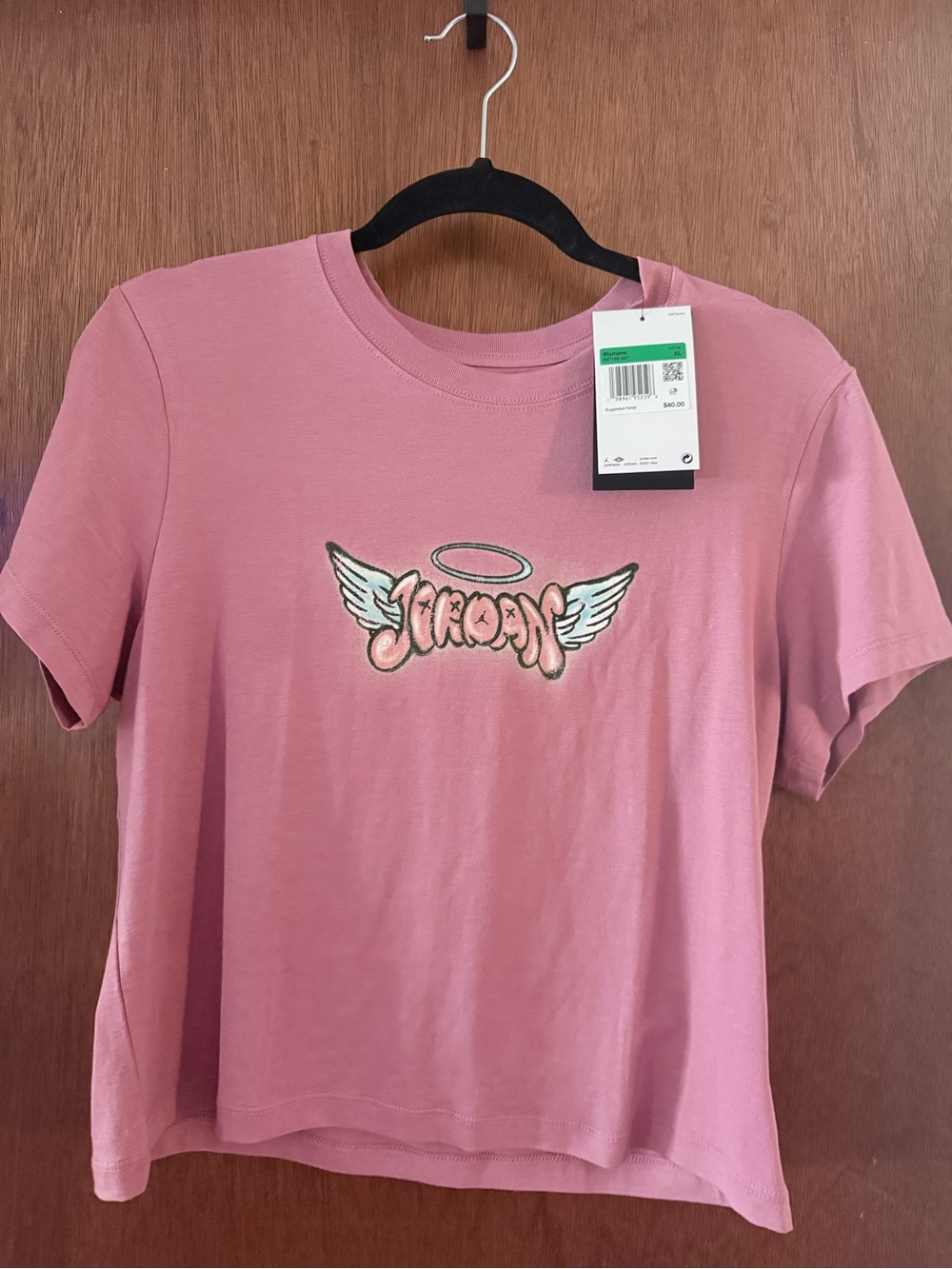 Nike Women’s Pink Graphic Tee with Angel Wings - Unbranded